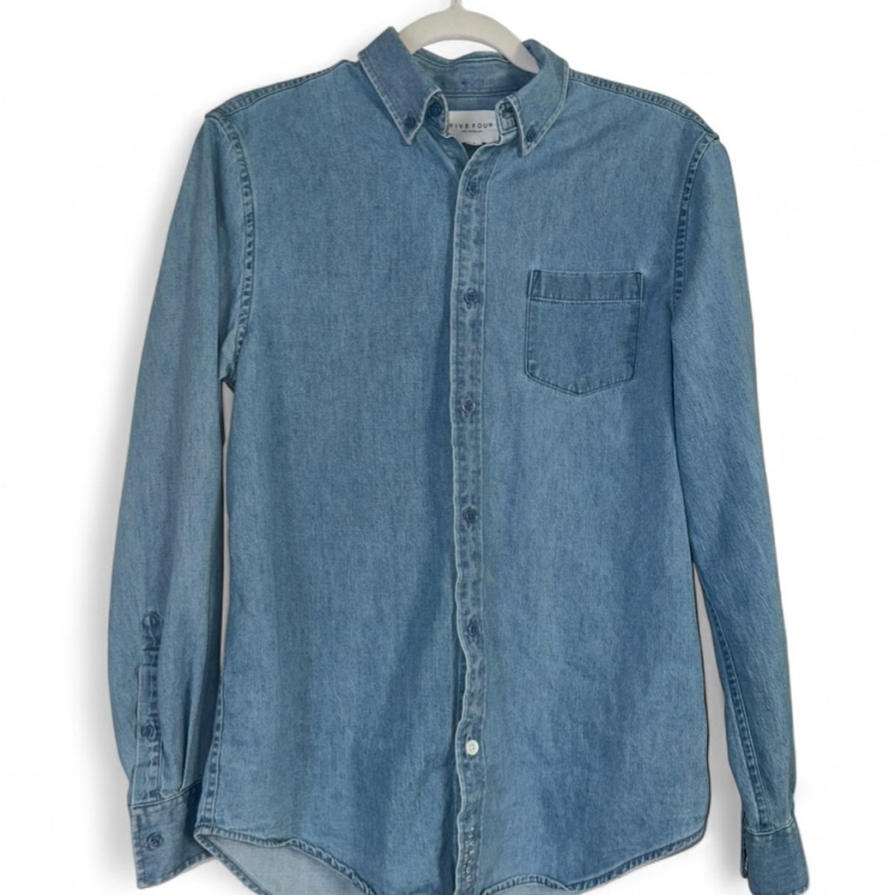 Men's Blue‎ Denim Shirt Button Down Five Four Size Small